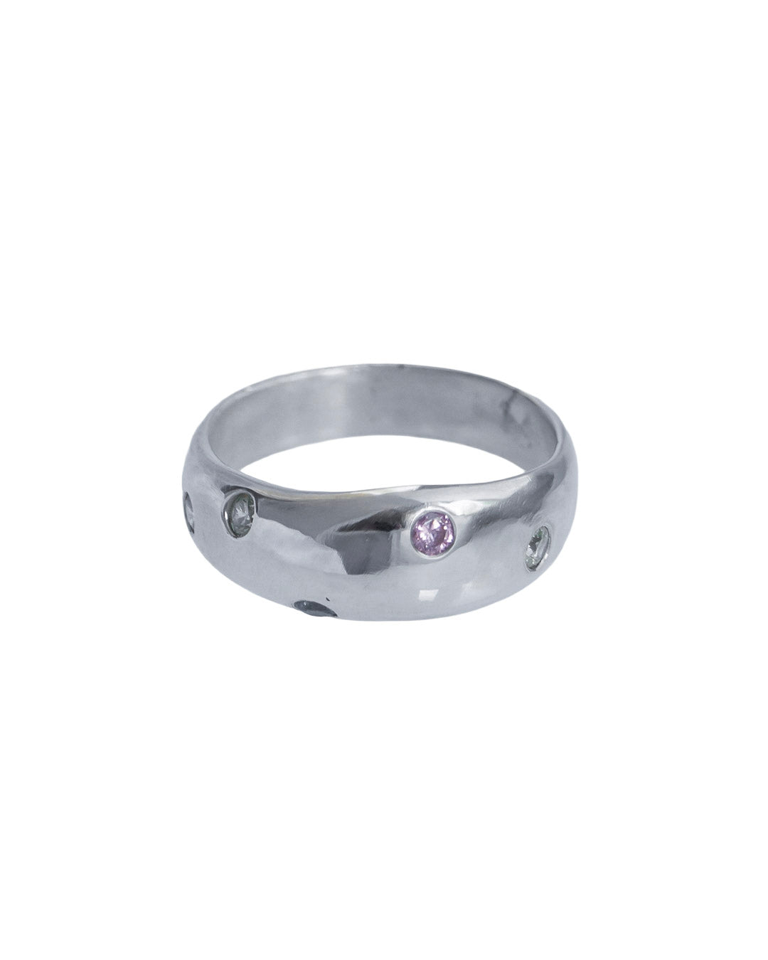 Sculptural silver Bubble Ring set with pastel gemstones