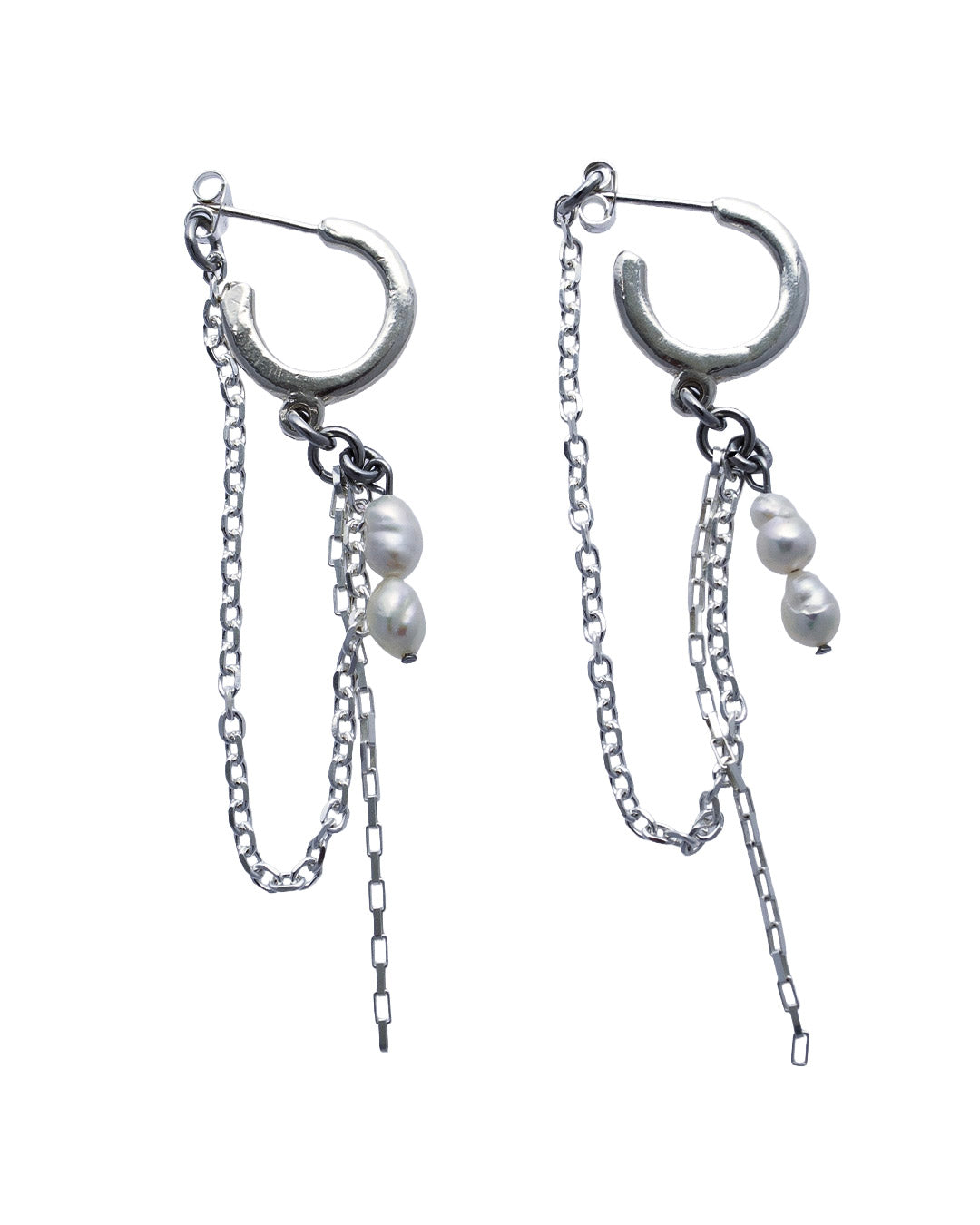 Bicoastal sterling silver hoop earrings with freshwater pearls