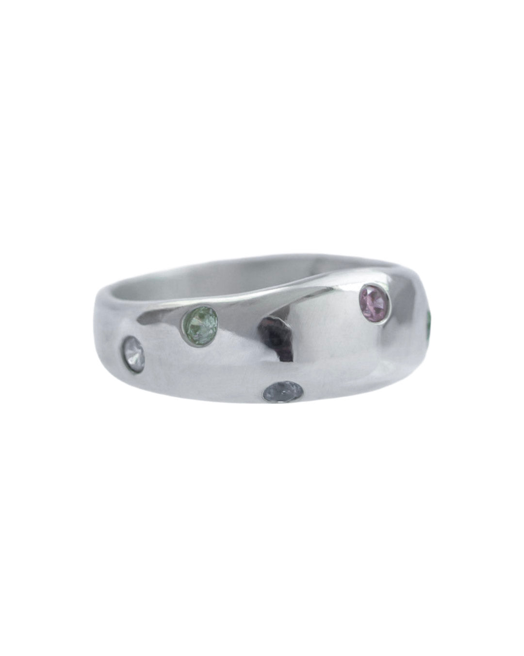 Bubble Ring in sterling silver with pastel cubic zirconia