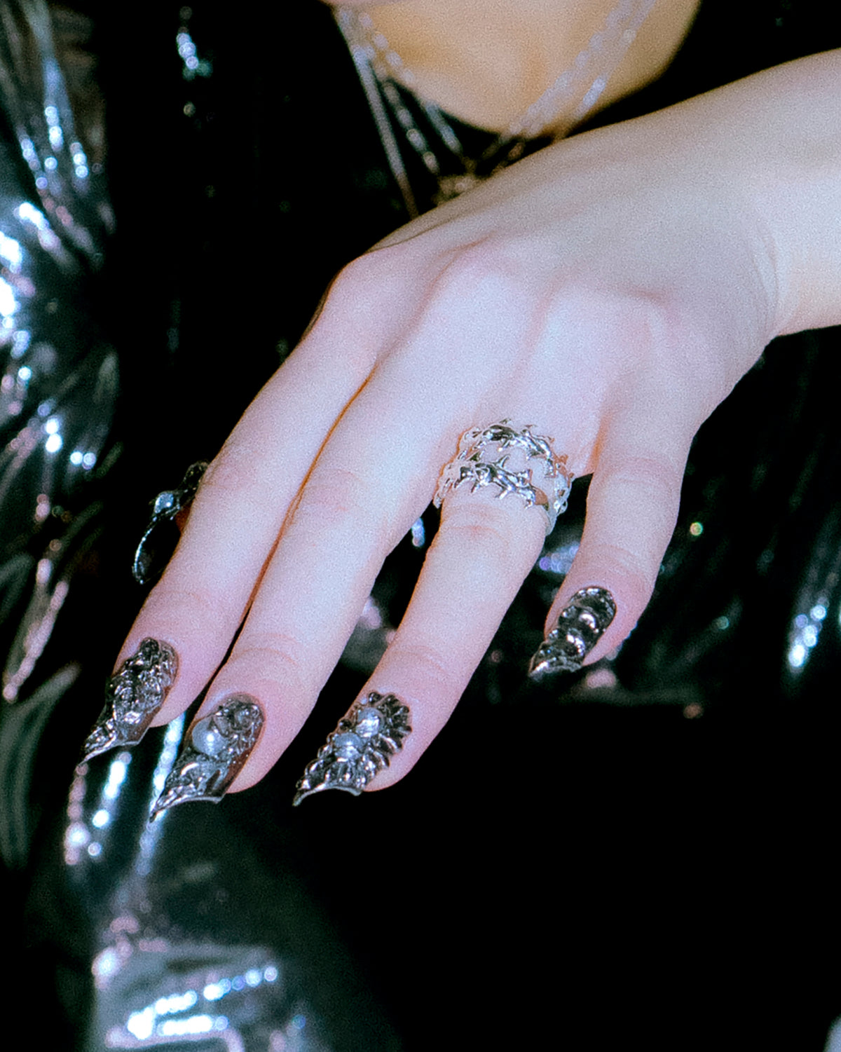 Close-up of the wide spiked Thorny Ring