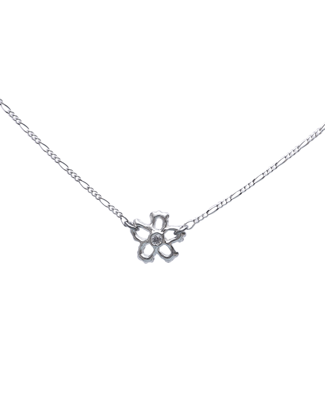 Baby Daisy Chain sterling silver flower necklace with clear CZ