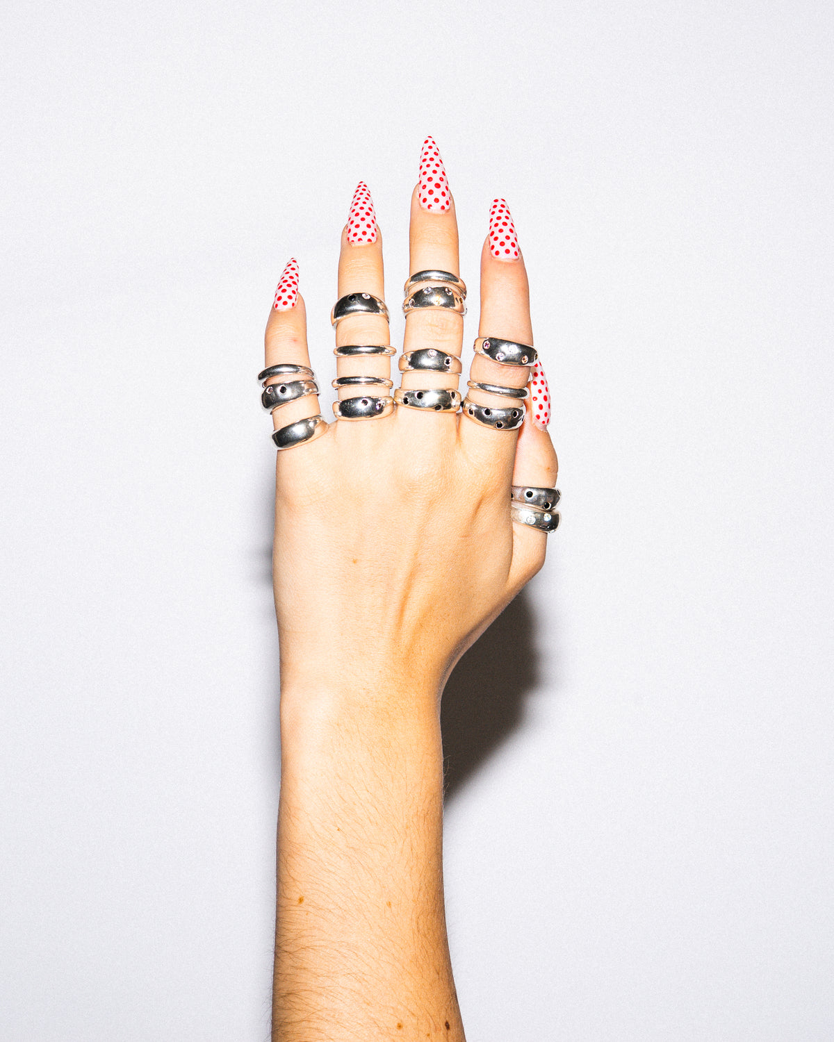 Double Bubble sterling silver statement ring styled on the hand