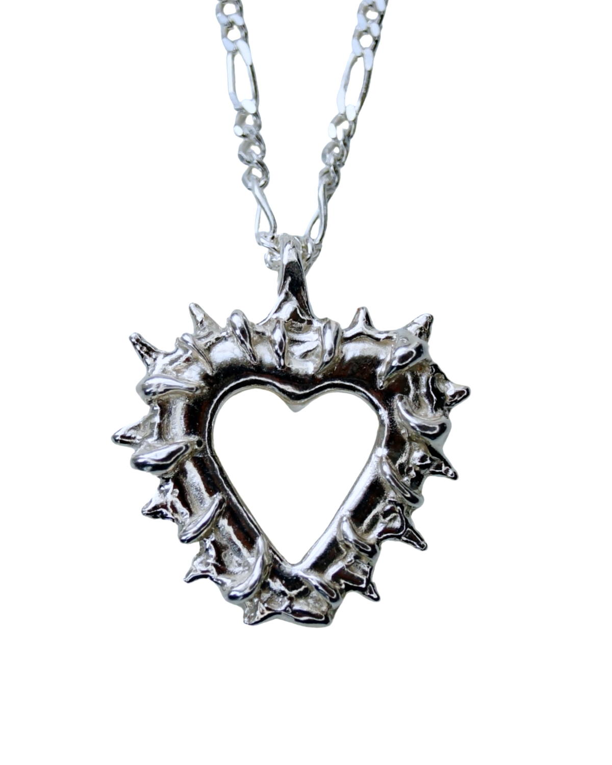 Feelin Thorny sterling silver spiked heart necklace