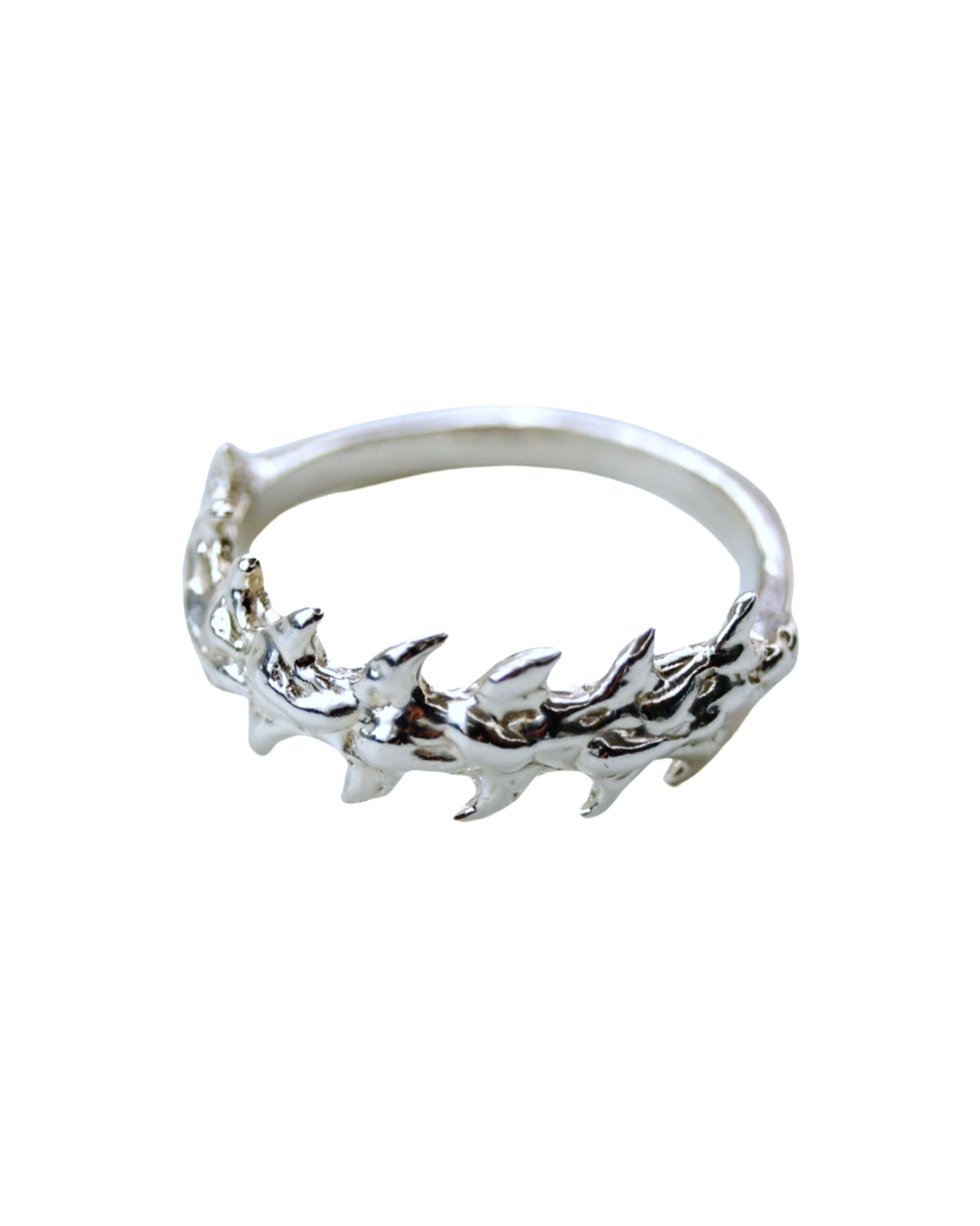 Sculptural sterling silver Thorny Ring
