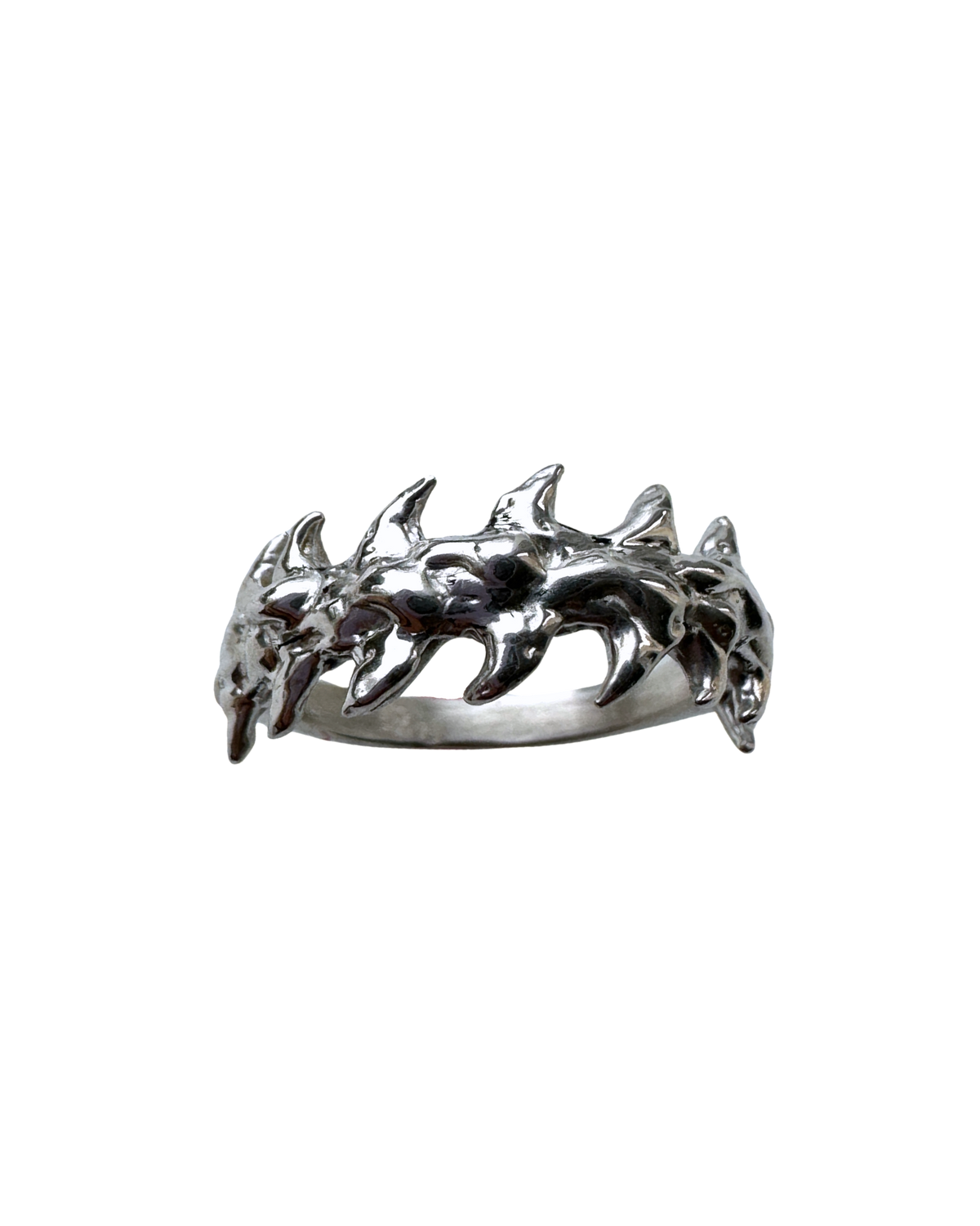Thorny spiked ring handcrafted in sterling silver