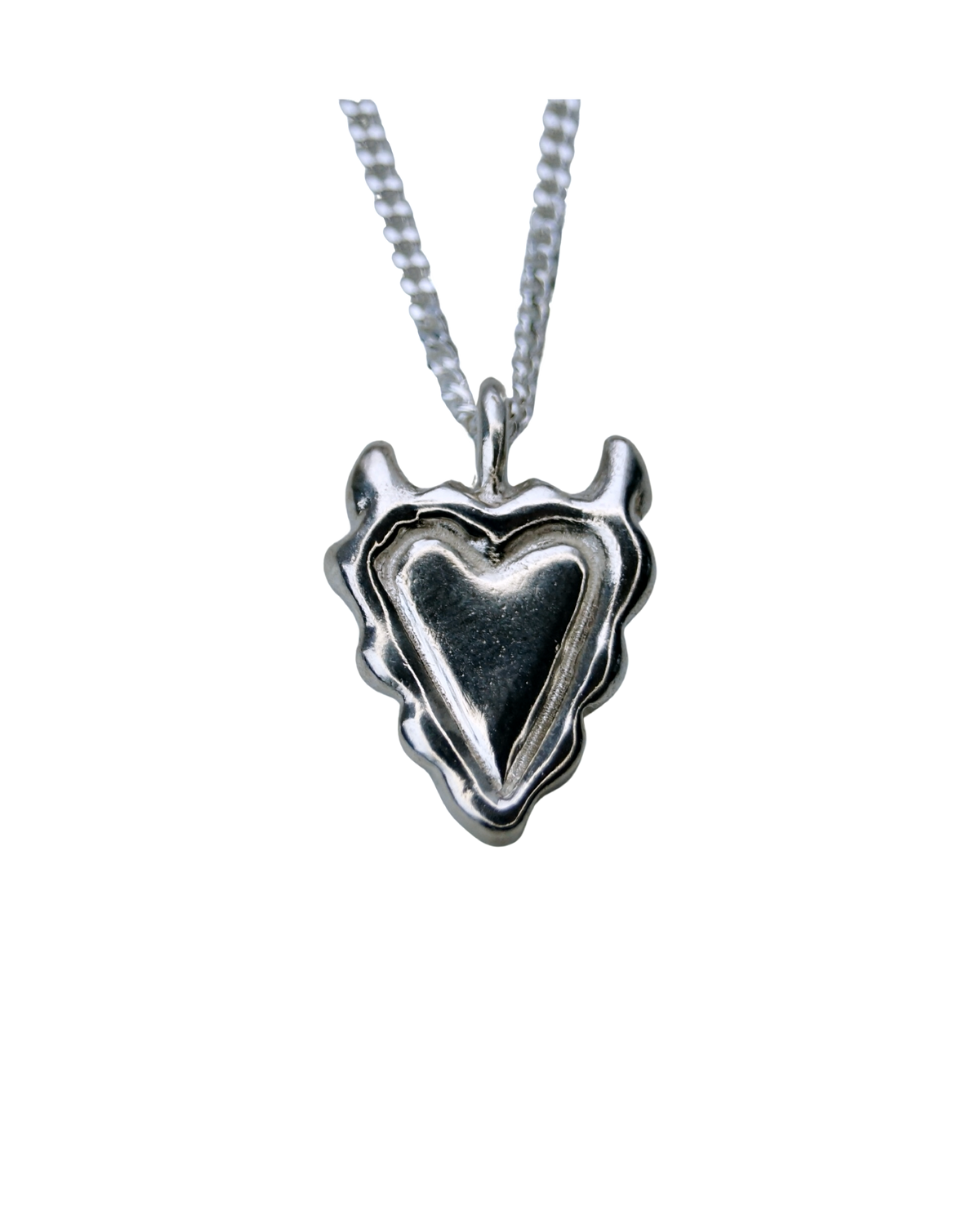 Close-up of the Baddie 925 sterling silver heart necklace