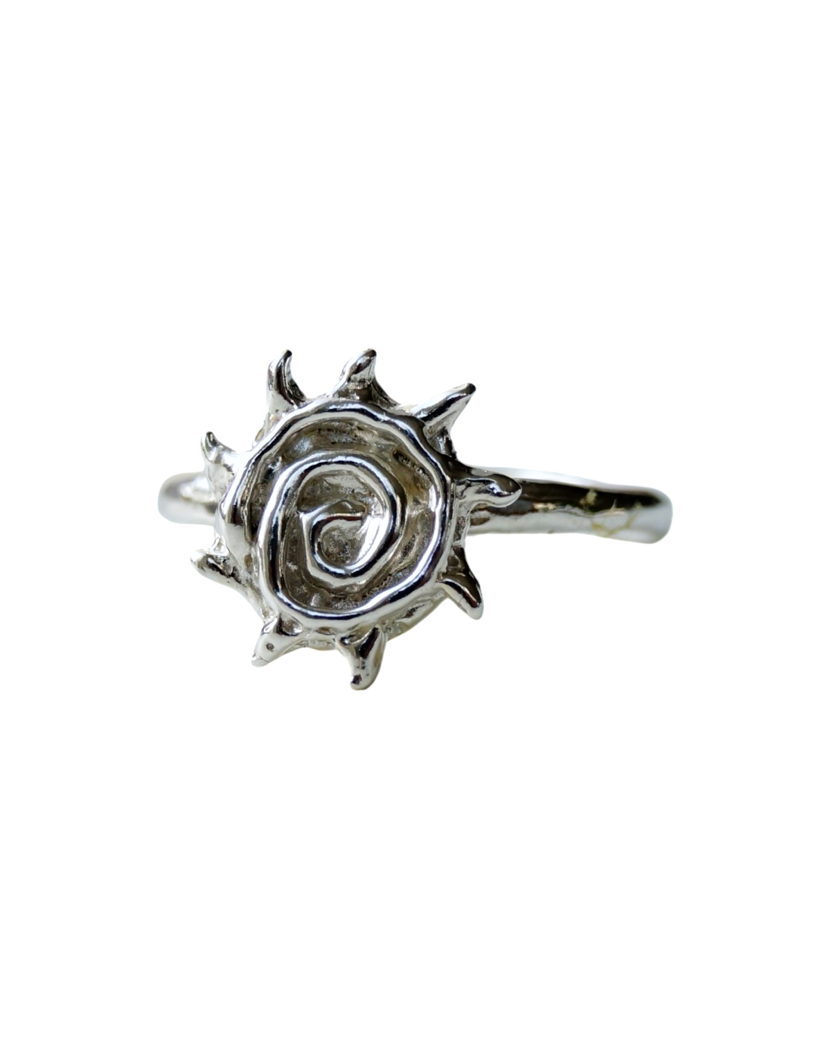 Spiral-ing spiked spiral ring in sterling silver