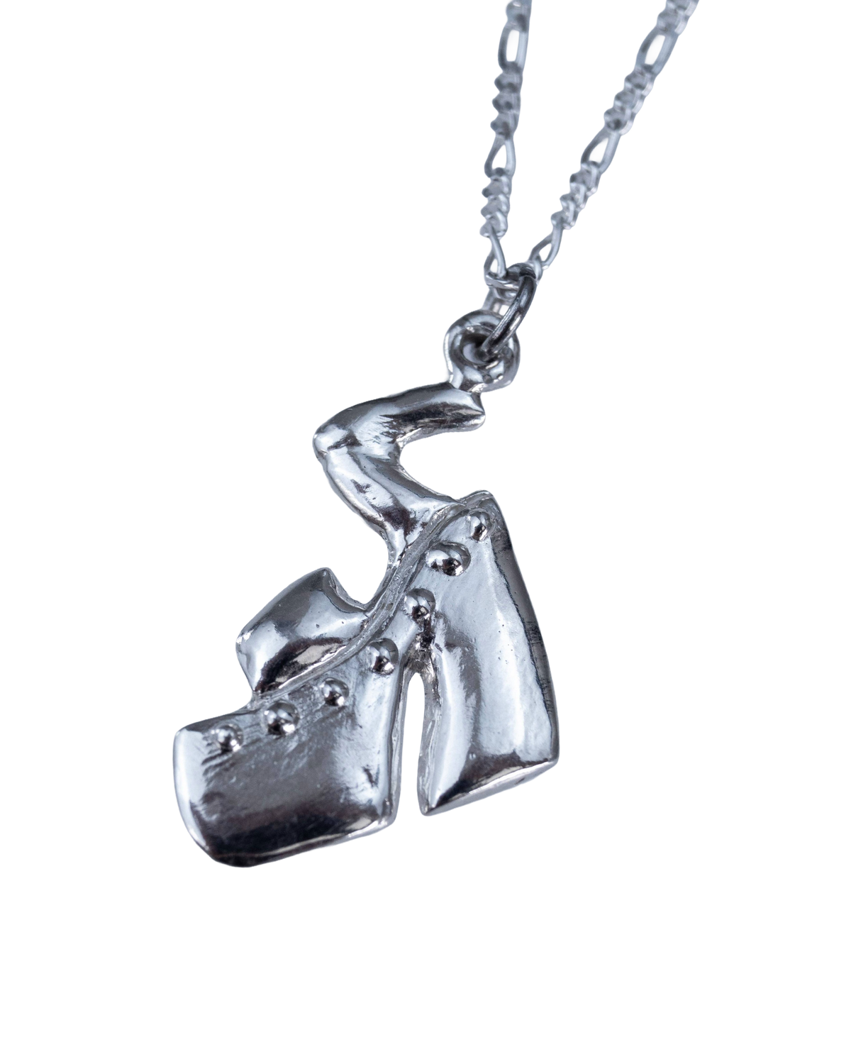 Sky High sterling silver platform shoe pendant shown from two angles
