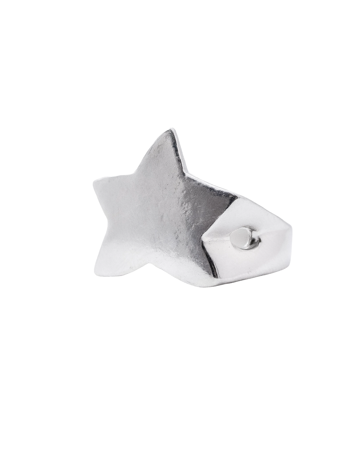 Star Signet sterling silver star ring on a grey background
