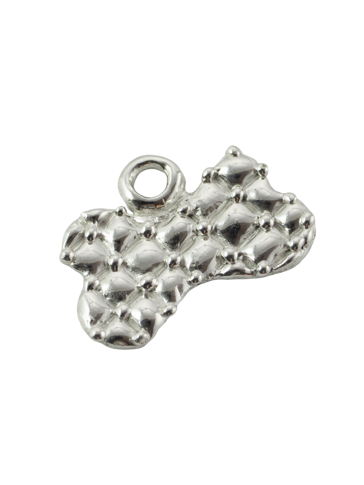 Puffy Quilt bone-shaped sterling silver pet charm