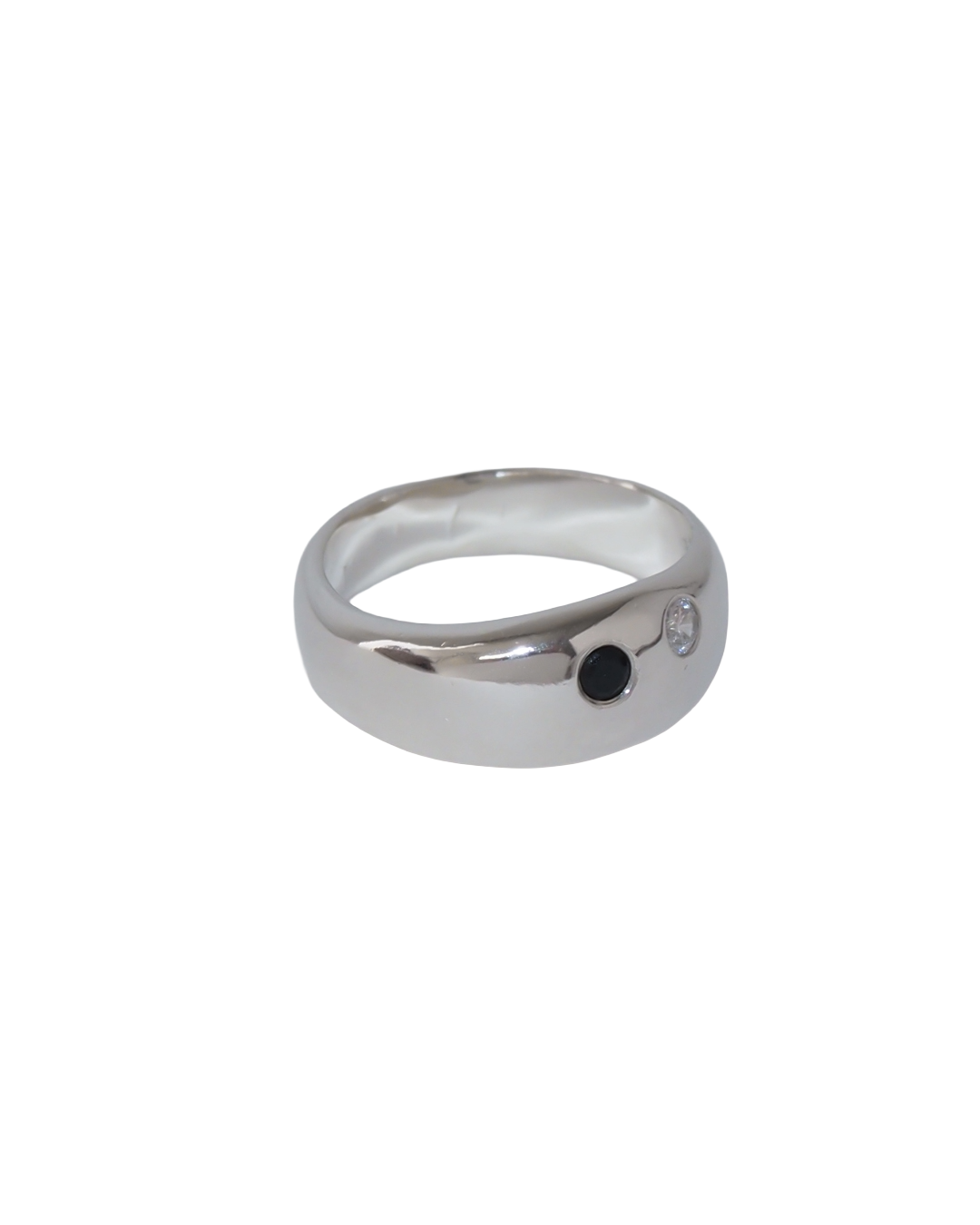 Sculptural sterling silver Ace Ring with contrasting gemstones