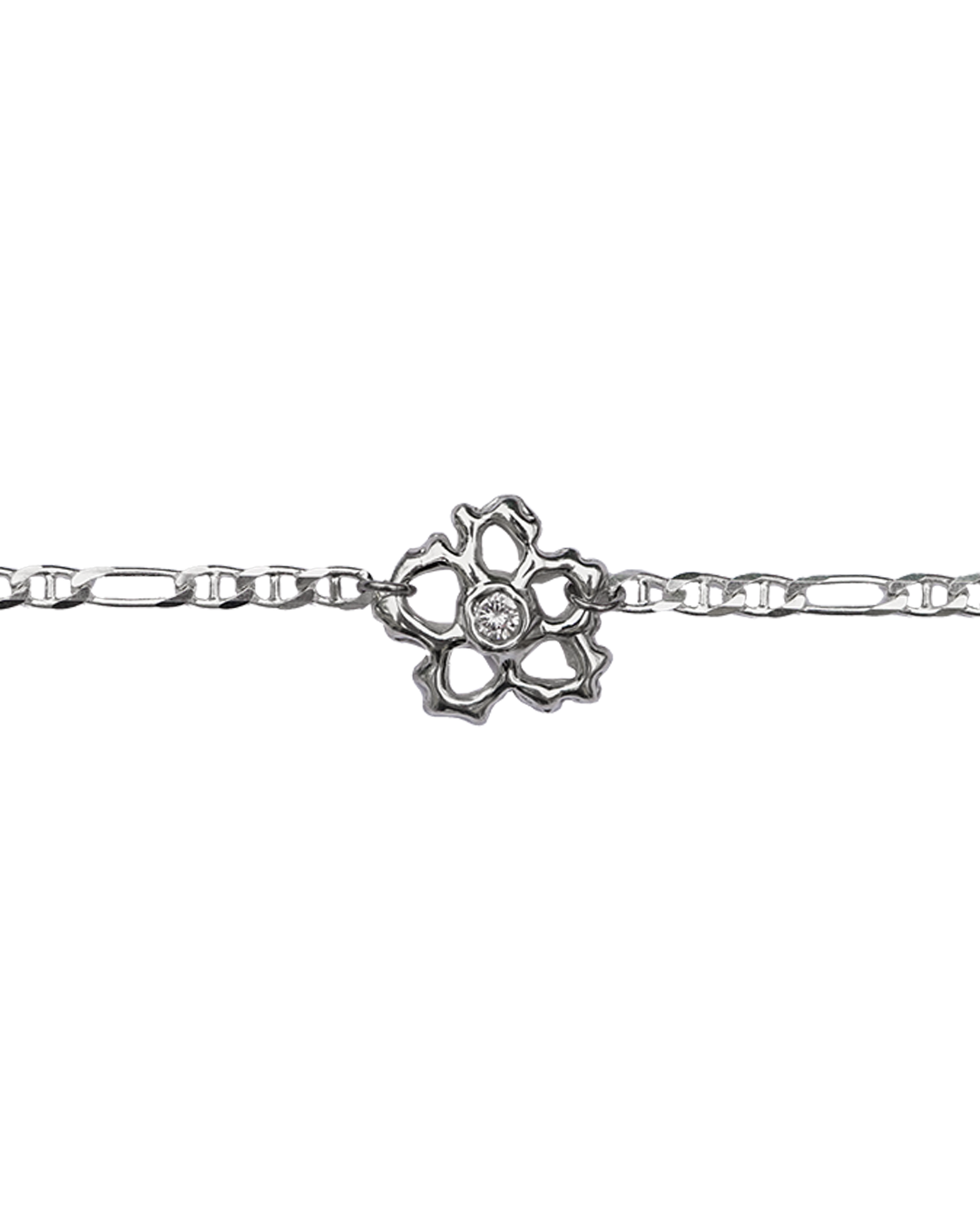 Daisy Chain sterling silver flower choker with clear cubic zirconia