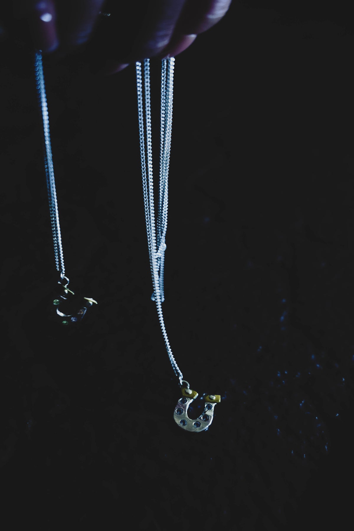 Baby blue and pastel mix Lucky You horseshoe necklaces