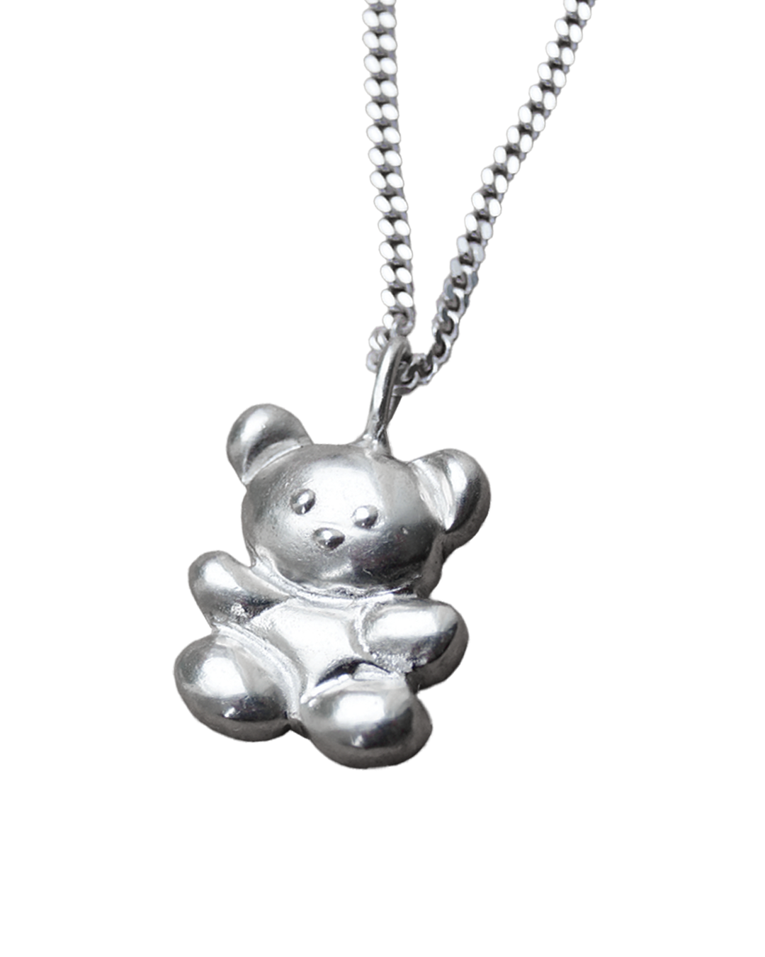 Sterling silver Teddy bear pendant on a curb chain